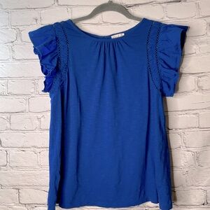 Wonderly Blue Ruffle Sleeve Blouse sz small